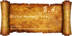 Birta Annamária névjegykártya